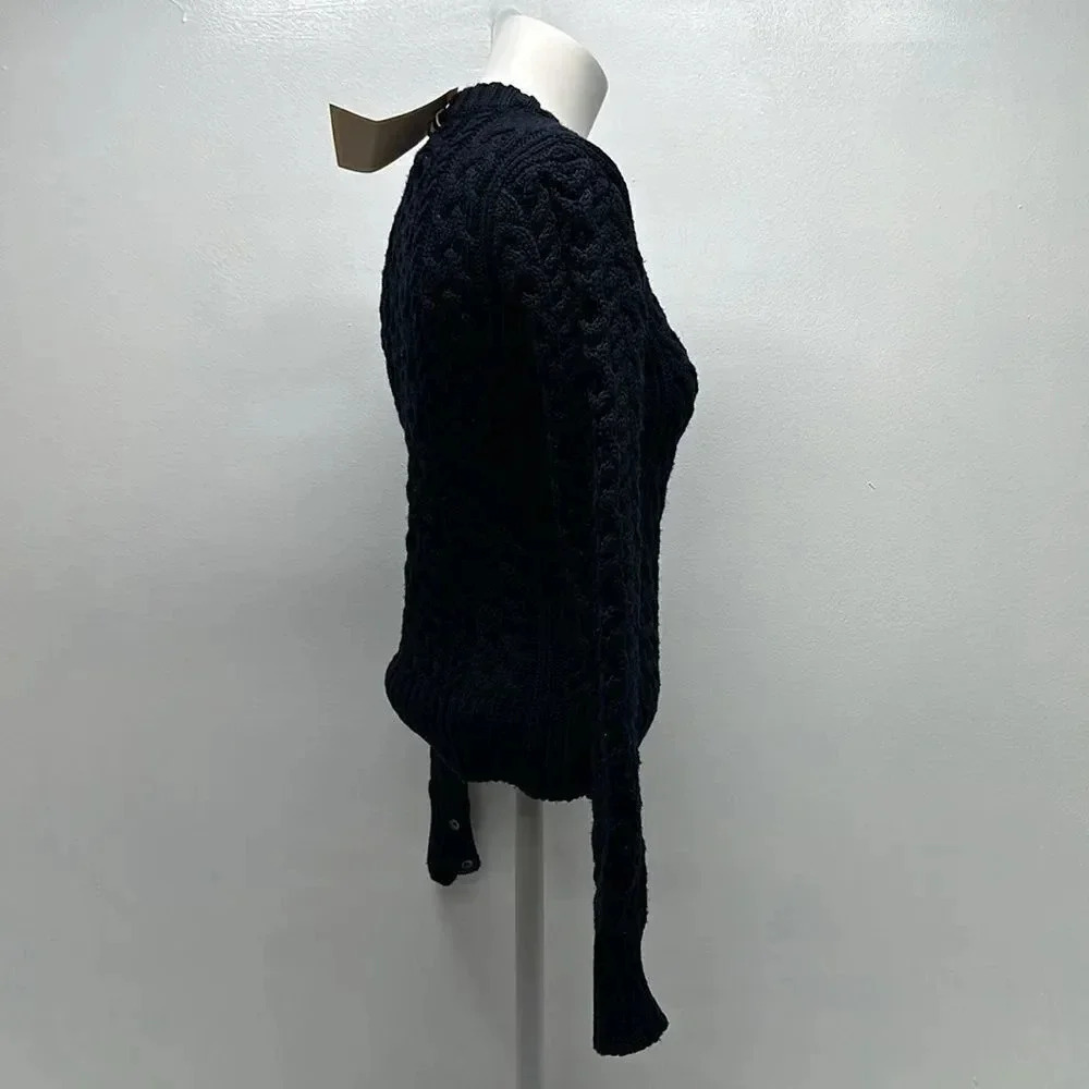 Thom Browne Cable Knit Crewneck Pullover Sweater Navy Blue Wool Size 40 / 1 New - Picture 3 of 13